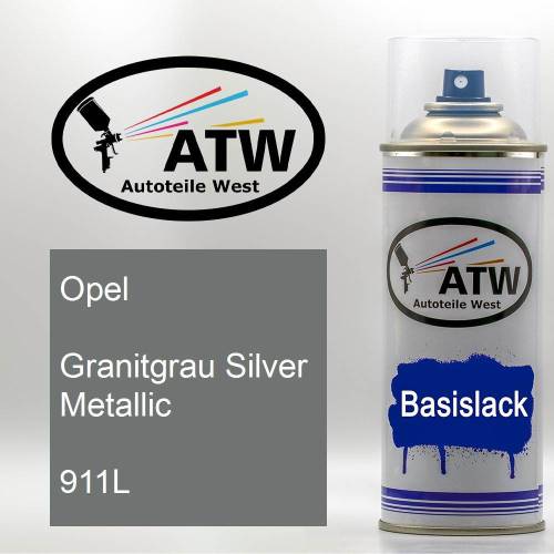 Opel, Granitgrau Silver Metallic, 911L: 400ml Sprühdose, von ATW Autoteile West.